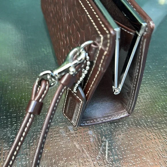 Coach Brown Embossed Wristlet